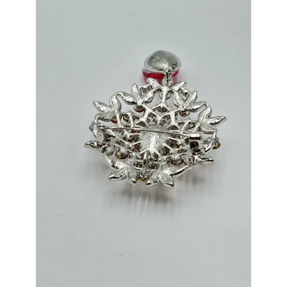 Vintage Style Rhinestone Brooch‎ Pendant Pink Teardrop AB Crystal Floral